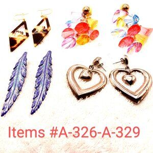 4 Pair of Pierce Earrings Items # A-326--A329, wt .35 grams